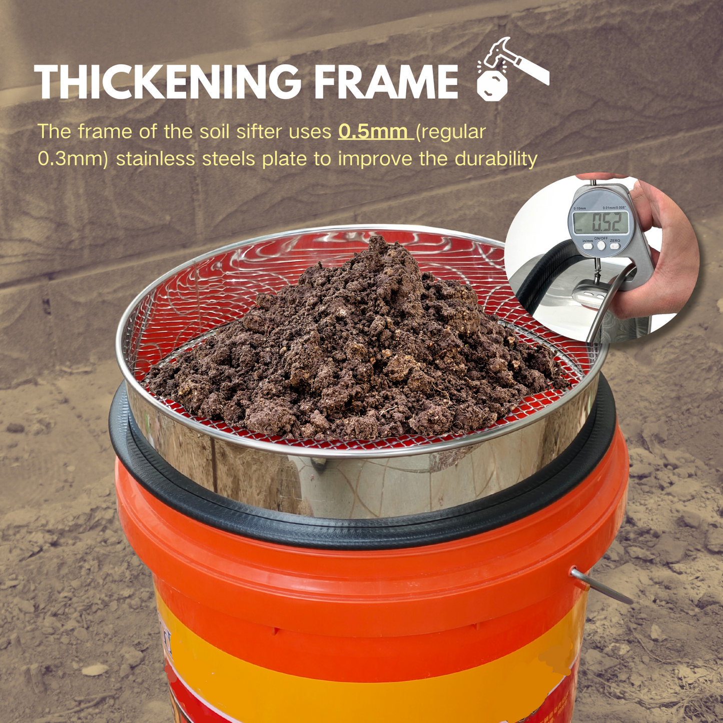 Upgraded Soil Sifter 11 Inch 8/1